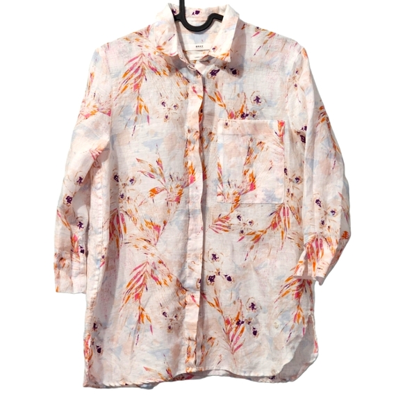 Brax Feel Good Vicki Floral Linen Polo 3/4 Sleeve Shirt - Picture 3 of 11